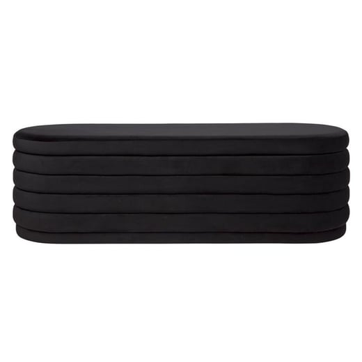 Demi Velvet Fabric Storage Ottoman Bench, 150cm, Black Cozy Lighting & Living