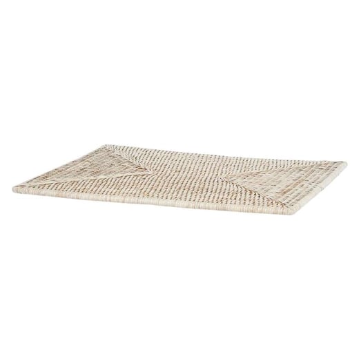 Paume Handcrafted Rattan Rectangle Placemat, White Wash Florabelle