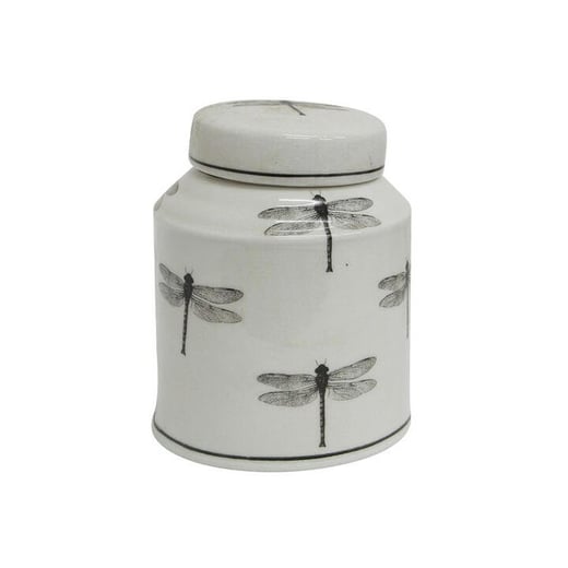 Aurelia Dragonfly Porcelain Round Temple Jar Provencial Treasures