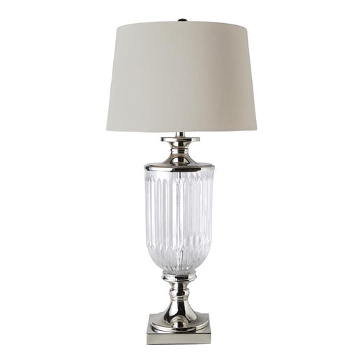 Gilmore Glass Base Table Lamp, Beige Shade OneWorld Collection