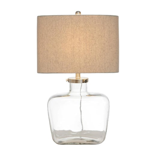 Weiss Fillable Glass Bottle Base Table Lamp, Beige Shade OneWorld Collection