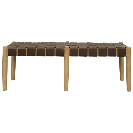 Elliot Woven Leather & Mindi Wood Bench, 125cm, Natural Centrum Furniture