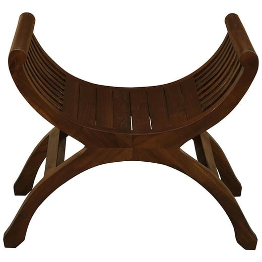 Quon Liam Mahogany Timber Curved Stool, Mahogany Centrum Furniture