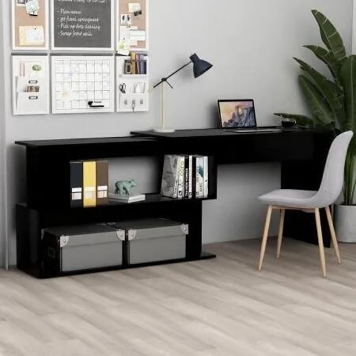 Corner Desk Black 200x50x76 cm Chipboard vidaXL