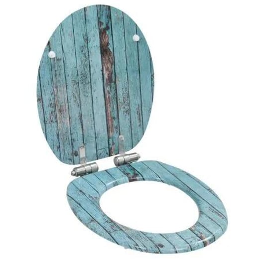 WC Toilet Seat with Soft Close Lid MDF Old Wood Design vidaXL