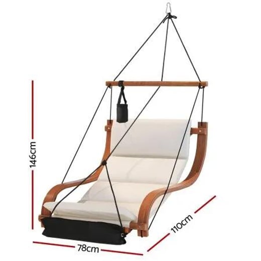 Gardeon Hammock Chair Wooden Hanging Indoor Outdoor Lounge Patio Gardeon