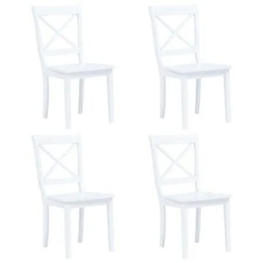 Dining Chairs 4 pcs White Solid Rubber Wood vidaXL