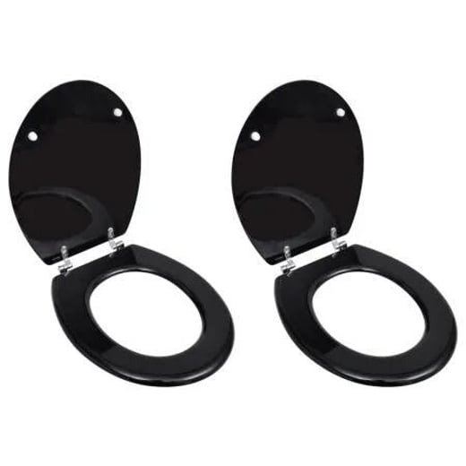 Toilet Seats with Lids 2 pcs MDF Black vidaXL