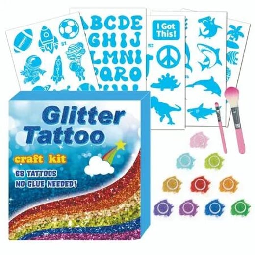 Blue Set Glitter Tattoo Stickers Children DIY Diamond Body DIY Creative Stage Concert Glitter Tattoo Globaloulet