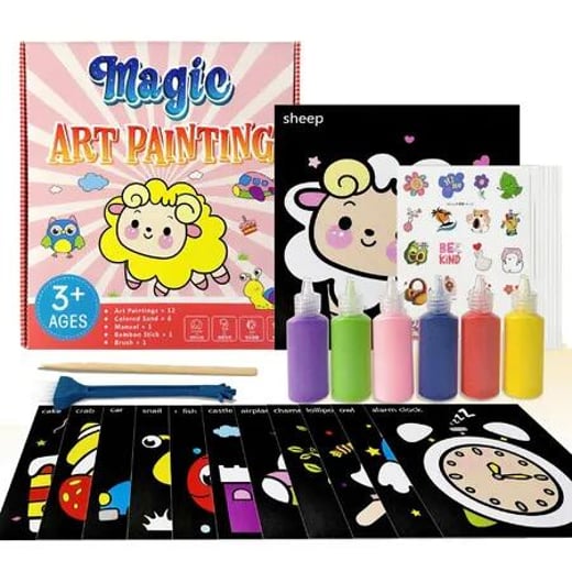 Pink Sand DIY Set DIY Color Sand Creative Toys Kindergarten Handmade Stickers Art Craft For Kids Boys And Girls Globaloulet