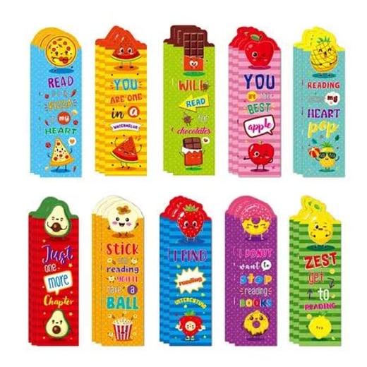 30 PCS Cartoon Animal Fruits Bookmarks Kid Page Clip Book Mark Card Cute Children's School Rewards Gift Globaloulet