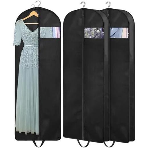 Dress Garment Bags 60Inch Hanging Gusseted Clothes Travel Bedroom Closet Storage Long Gown Coat Handles 3 Pcs Crazy Sales