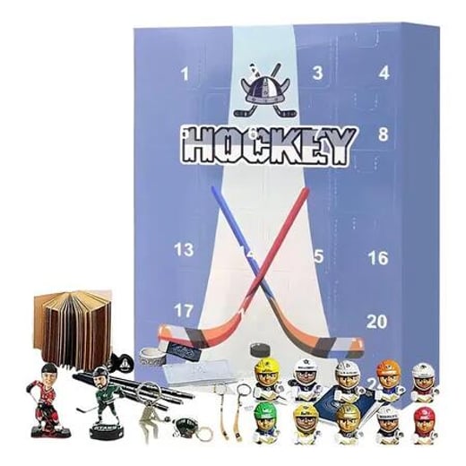 24 Door Hockey Advent Calendar Ice Ball Miniature Keepsake for 24-Day Holiday Countdown and Christmas Decorations Globaloulet