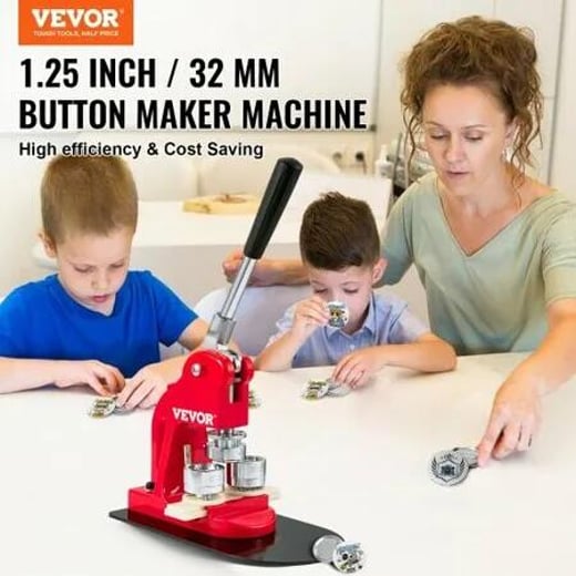 Button Maker Machine, 32 mm (1.25 inch) Badge Punch Press Kit, Children DIY Gifts Pin Maker, Button Making Supplies with 500pcs Button Parts & Circle Cutter & Magic Book Vevor