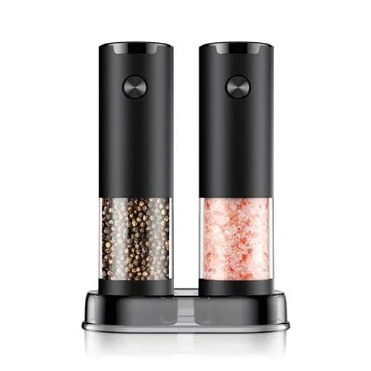 Electric Salt and Pepper Grinder Set Automatic Battery Pepper Mill Shakers Adjustable Coarseness Easy Filling Upgraded Larger Capacity with Led (2 Pack) Globaloutlet