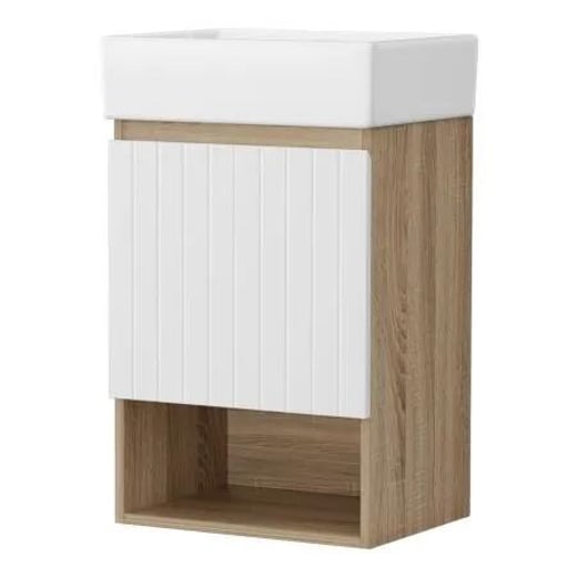 Cefito Vanity Unit 445mm Basin Bathroom Cabinet Storage Wall Hung Sink White Cefito
