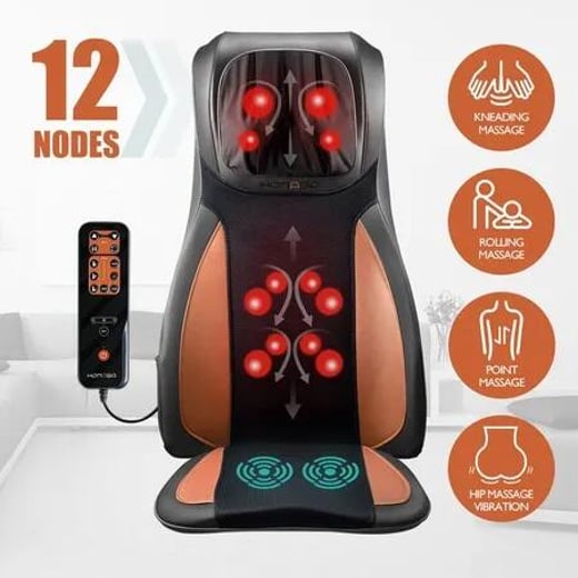 Full Body Massage Cushion Shiatsu Neck Back Massager Chair Pad Car Massaging Seat-Orange HOMASA