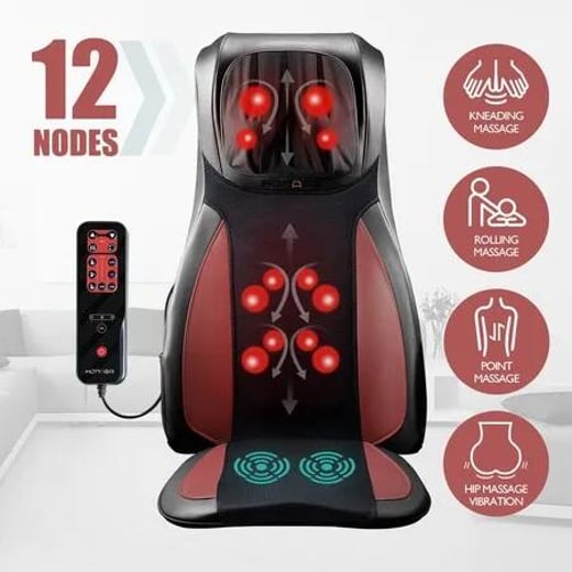 Full Body Massage Cushion Shiatsu Neck Back Massager Chair Pad Car Massaging Seat-RED HOMASA