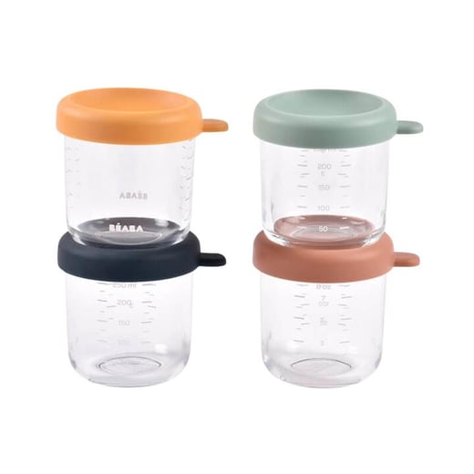 Glass & Silicone Containers 4 Pack - 250ml Beaba