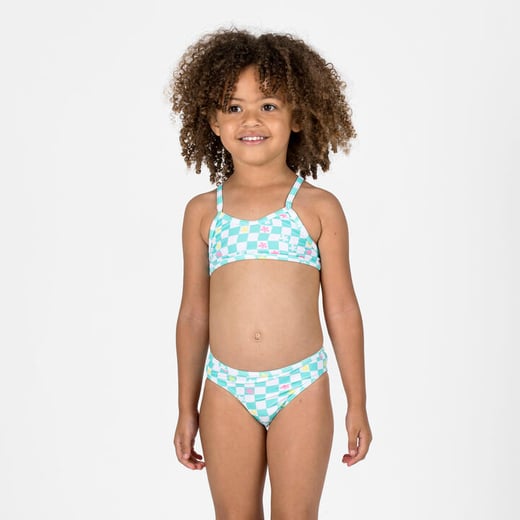 Decathlon Girls’ Surfing 2-piece Swimsuit With Crossed Straps - Boni Green And White | Buy Online With Afterpay DECATHLON