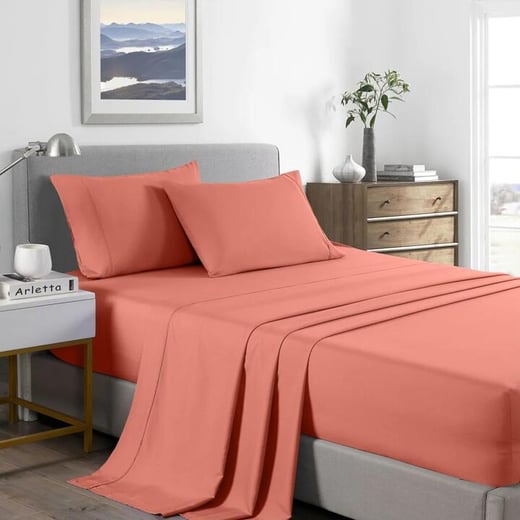 Royal Comfort Bamboo Cooling 2000TC Sheet Set - King-Peach Royal Comfort