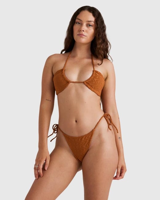 RVCA - Womens Tezzy Wave Halter Bikini Top - Mocha Bisque - Size XL/14 RVCA
