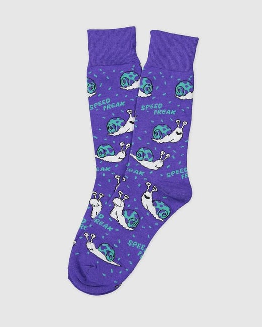 Kustom - Mens Snails Purple Crew Socks - Purp Multi - Size 1SZ Kustom
