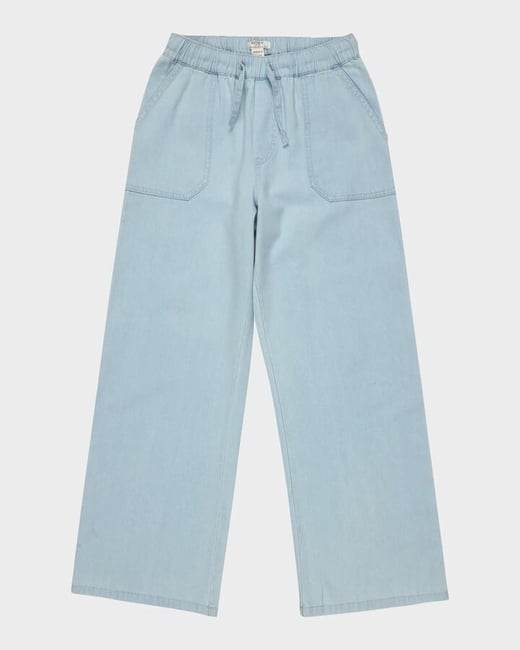 Roxy - Girls 4-16 Seaside View Regular Denim Pants - Light Blue - Size 8/S Roxy