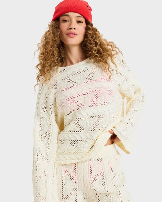 Roxy - Womens Salt Siren Crew Neck - Egret - Size S Roxy