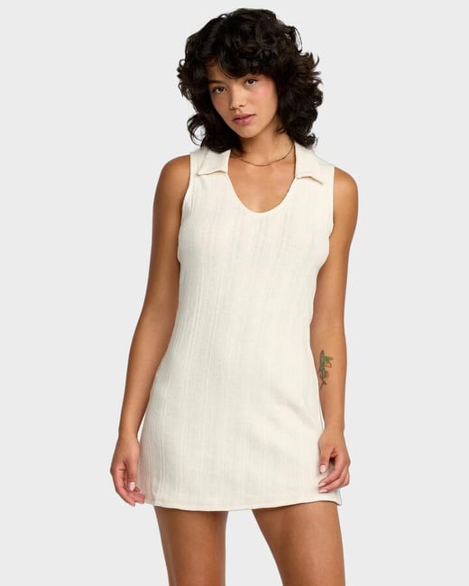 RVCA - Womens Ava Mini Dress - Cloud - Size L/12 RVCA