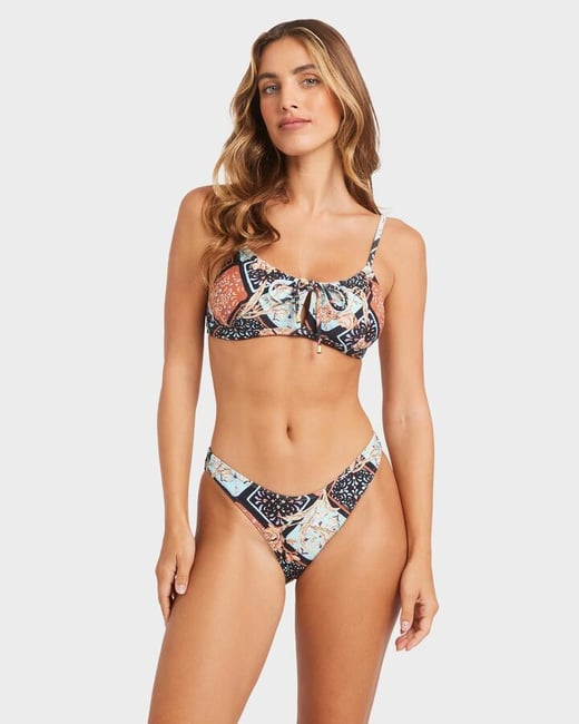 Billabong - Womens Forever Folk Coco Bikini Top - Black Pebble - Size M/10 Billabong