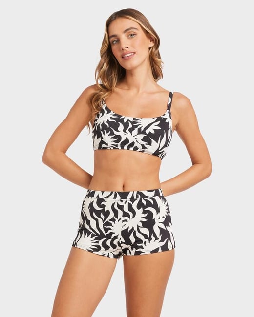 Billabong - Womens By My Side Mia D/Dd Bralette Bikini Top - Black White - Size XS/6 Billabong