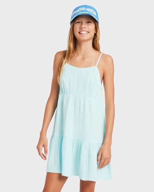 Billabong - Girls 8-16 Wave After Wave Mini Dress - Sea Mist - Size XS/6 Billabong
