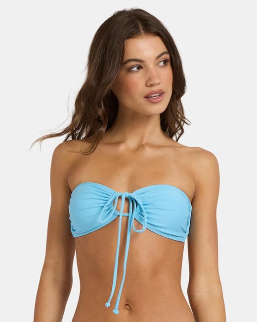 Nunui - Womens Sasha Bandeau Bikini Top - Sky Blue - Size XL/14 Nunui