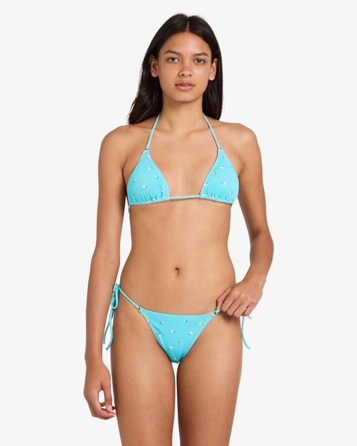 RVCA - Womens Rose Bud Triangle Bikini Top - Sky Blue - Size XS/6 RVCA