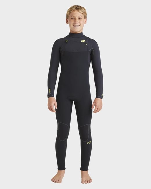 Billabong - Boys 8-16 4/3Mm Furnace Natural Chest Zip Steamer Wetsuit - Black - Size 8 Billabong