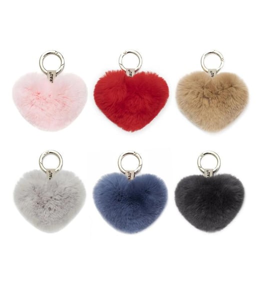 EVERAU® Fluffy Candy Heart Keyring - Light Grey / One Size EVERAU