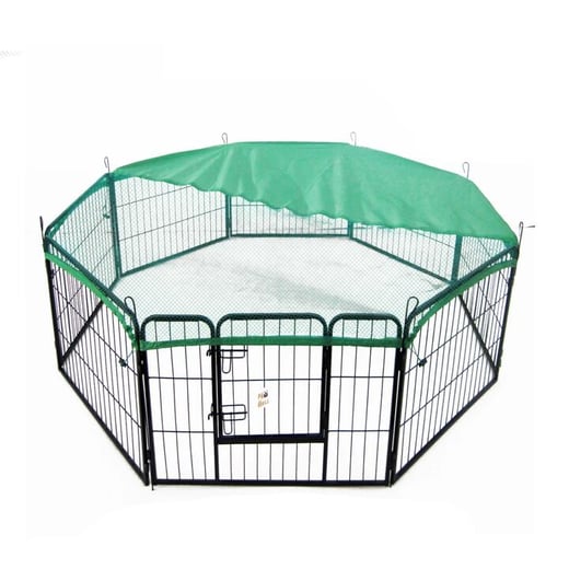 Pet Playpen Heavy Duty Foldable Dog Cage 8 Panel 31in with Cover Kings Warehouse