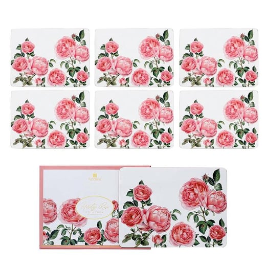 Ashdene Set of 6 Heritage Rose Table Placemats 29x21x0.4 cm Kings Warehouse