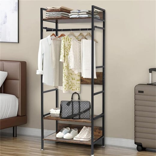 Metal Garment Rack Coat Stand MDF & Iron Organizer Kings Warehouse