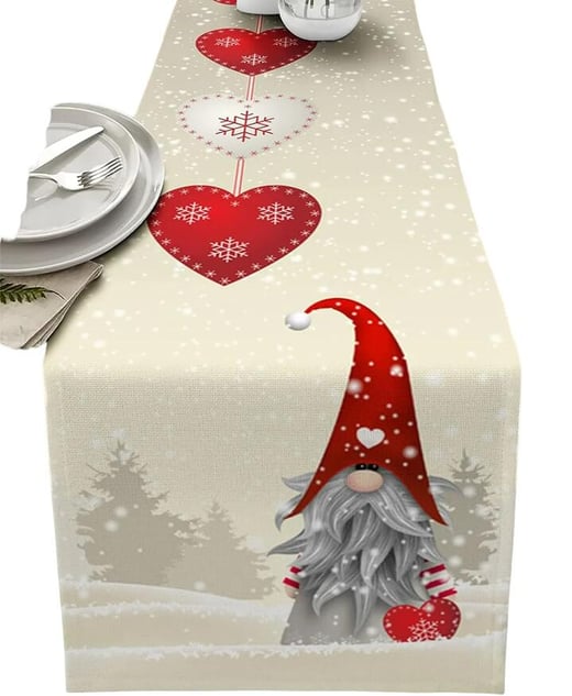 NNEOBA Christmas Snowflakes Linen Table Runner - Festive Dresser Scarf NNE Living