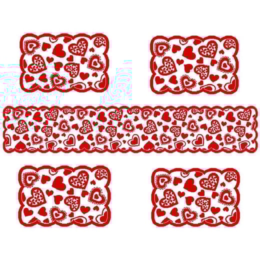 NNEOBA Elegant Valentine's Day Lace Table Runner Set - Red Poinsettia Design NNE Living