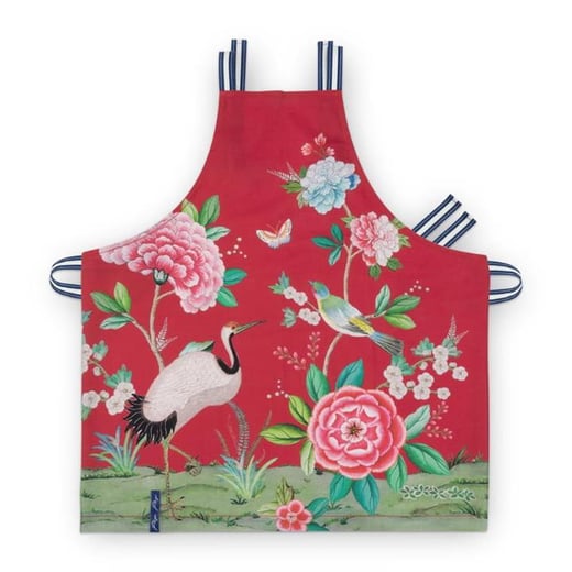 PIP Studio Blushing Birds Cotton Red Apron Manchester Factory
