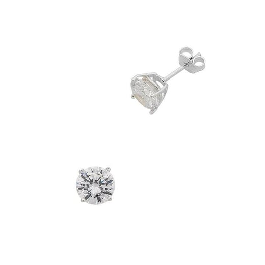 Sterling Silver 8mm Cubic Zirconia Stud Earrings Bevilles