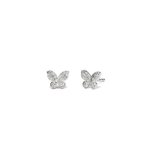 Cubic Zirconia Pavé Butterfly Stud Earrings in Sterling Silver Bevilles