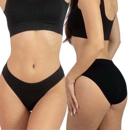 Frank and Beans – Women's – 2 Seamless Ribbed Bikini Brief – Black – XXL Frank and Beans