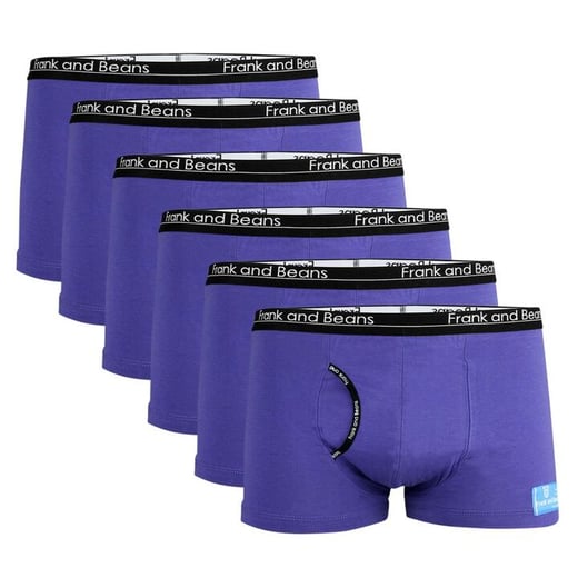 Frank and Beans – Men's – 6 Boxer Brief Trunks – Purple – Medium Frank and Beans